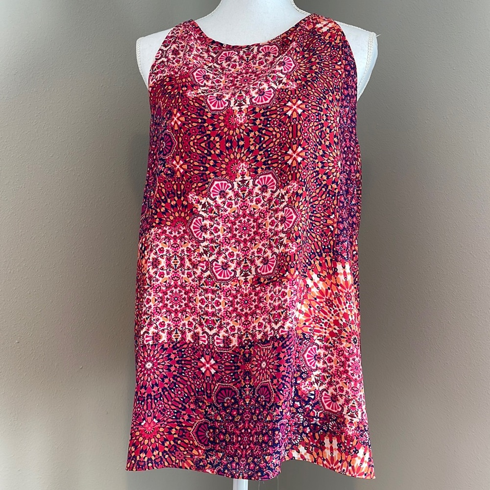 Adrienne Vittadini | Multicolor Geometric Floral Drape Swing Top | Size XL